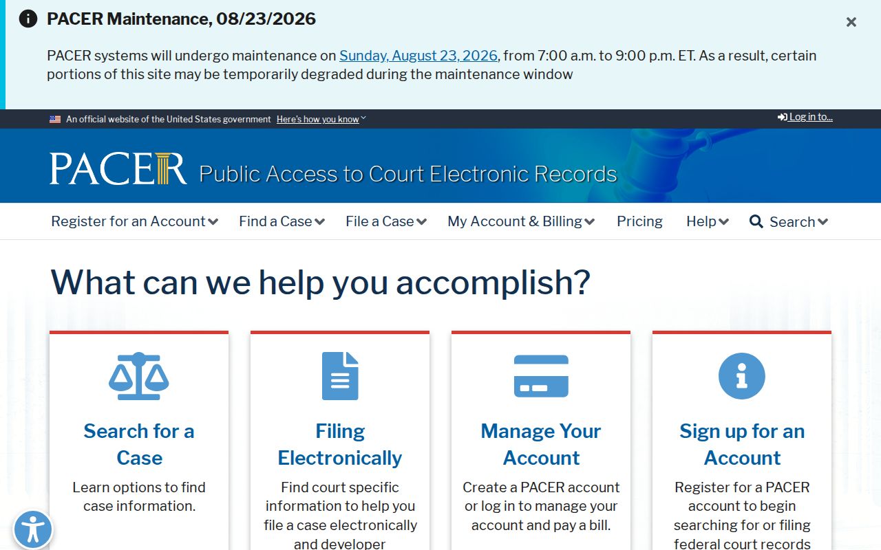 PACER federal docket access for Broward County previous residents research