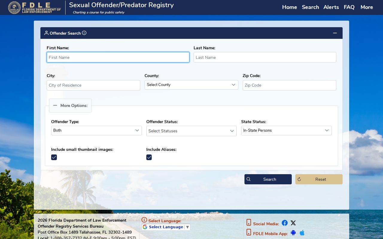 FDLE official offender search fields used to avoid a name-only match
